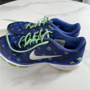 Nike Kids Polka Dot Blue and Lime Sneakers